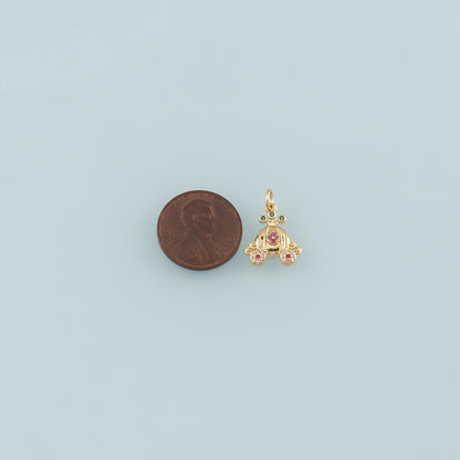 Gold Pumpkin Charms,18K Gold Filled Pumpkin cart Pendant,CZ Micro Pave Pumpkin cart Charm Bracelet Necklace for DIY Jewelry M