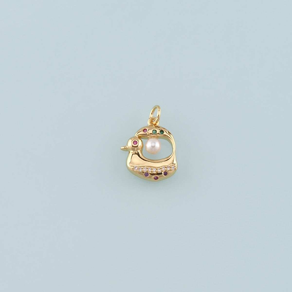 18K Gold Filled Hand CZ Pearl Charm Pendant for Jewelry Making