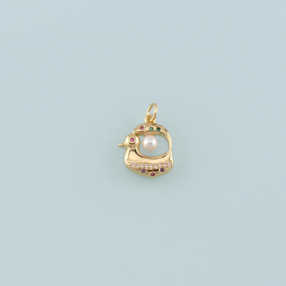 18K Gold Filled Hand CZ Pearl Charm Pendant for Jewelry Making