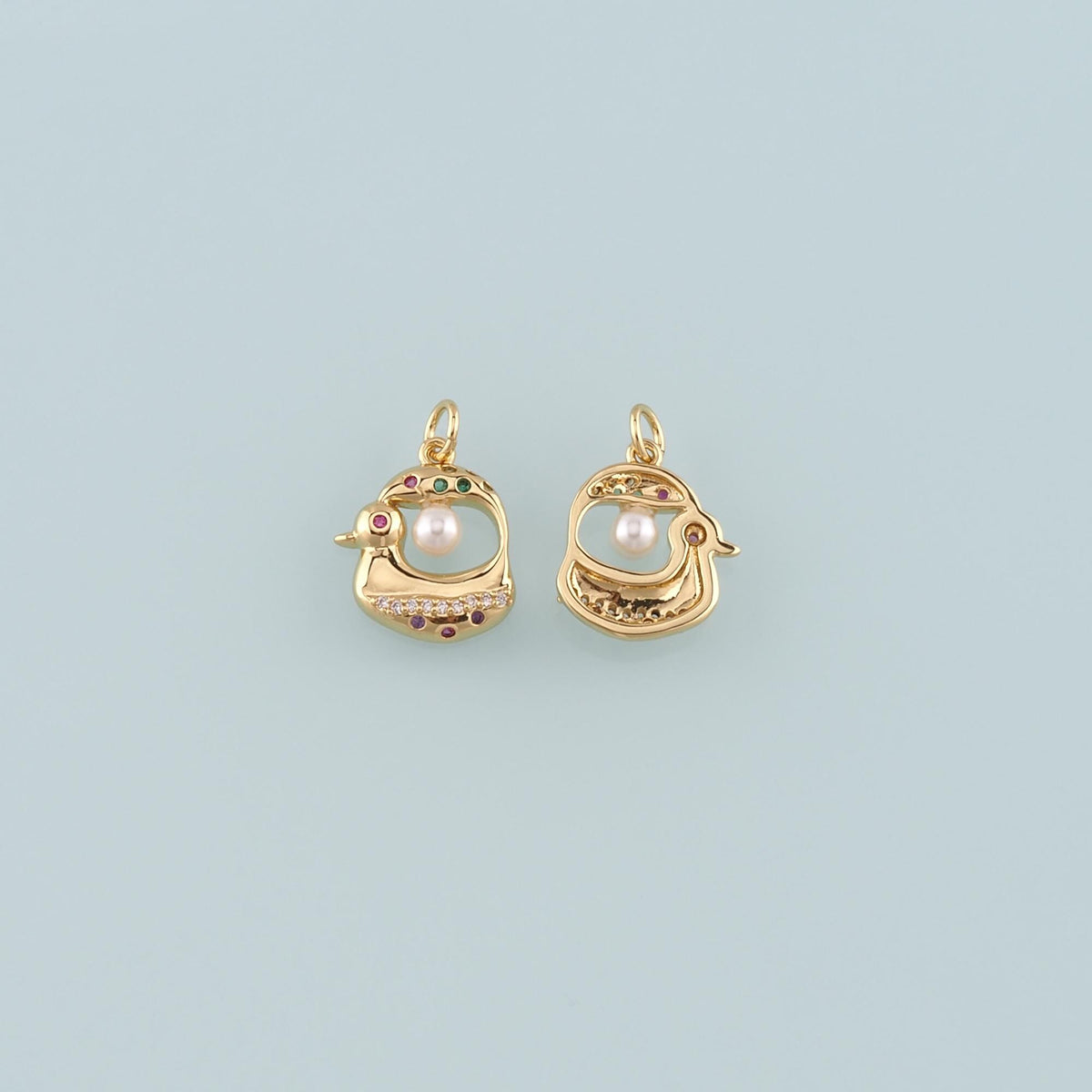 18K Gold Filled Hand CZ Pearl Charm Pendant for Jewelry Making
