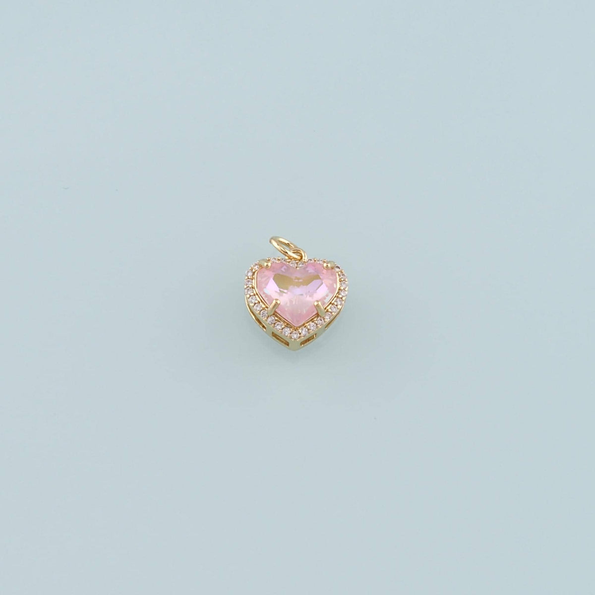 Gold Heart Charms,18K Gold Filled Heart Pendant,CZ Micro Pave Heart Charm Bracelet Necklace for DIY Jewelry Making Supply