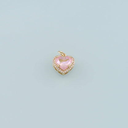 Gold Heart Charms,18K Gold Filled Heart Pendant,CZ Micro Pave Heart Charm Bracelet Necklace for DIY Jewelry Making Supply