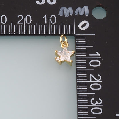 18K Gold Filled Star Pendant,CZ Micro Pave Celestial Charm Bracelet Necklace for DIY Jewelry Making Supply
