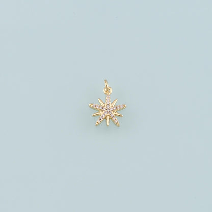 18K Gold Filled Star CZ Charm Pendant for Jewelry Making