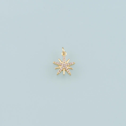 Gold Celestial Charms,18K Gold Filled Star Pendant,CZ Micro Pave North Star Charm Bracelet Necklace for DIY Jewelry Making Su