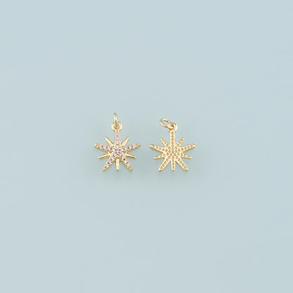 18K Gold Filled Star CZ Charm Pendant for Jewelry Making