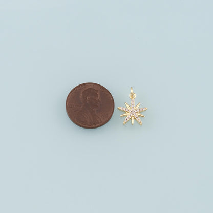 18K Gold Filled Star CZ Charm Pendant for Jewelry Making