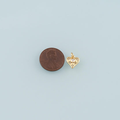 Gold Heart Charms,18K Gold Filled Heart Pendant,CZ Micro Pave Heart Charm Bracelet Necklace for DIY Jewelry Making Supply