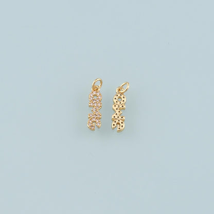 Gold Letter Charms,18K Gold Filled OMG Pendant,CZ Micro Pave omg Charm Bracelet Necklace for DIY Jewelry Making Supply