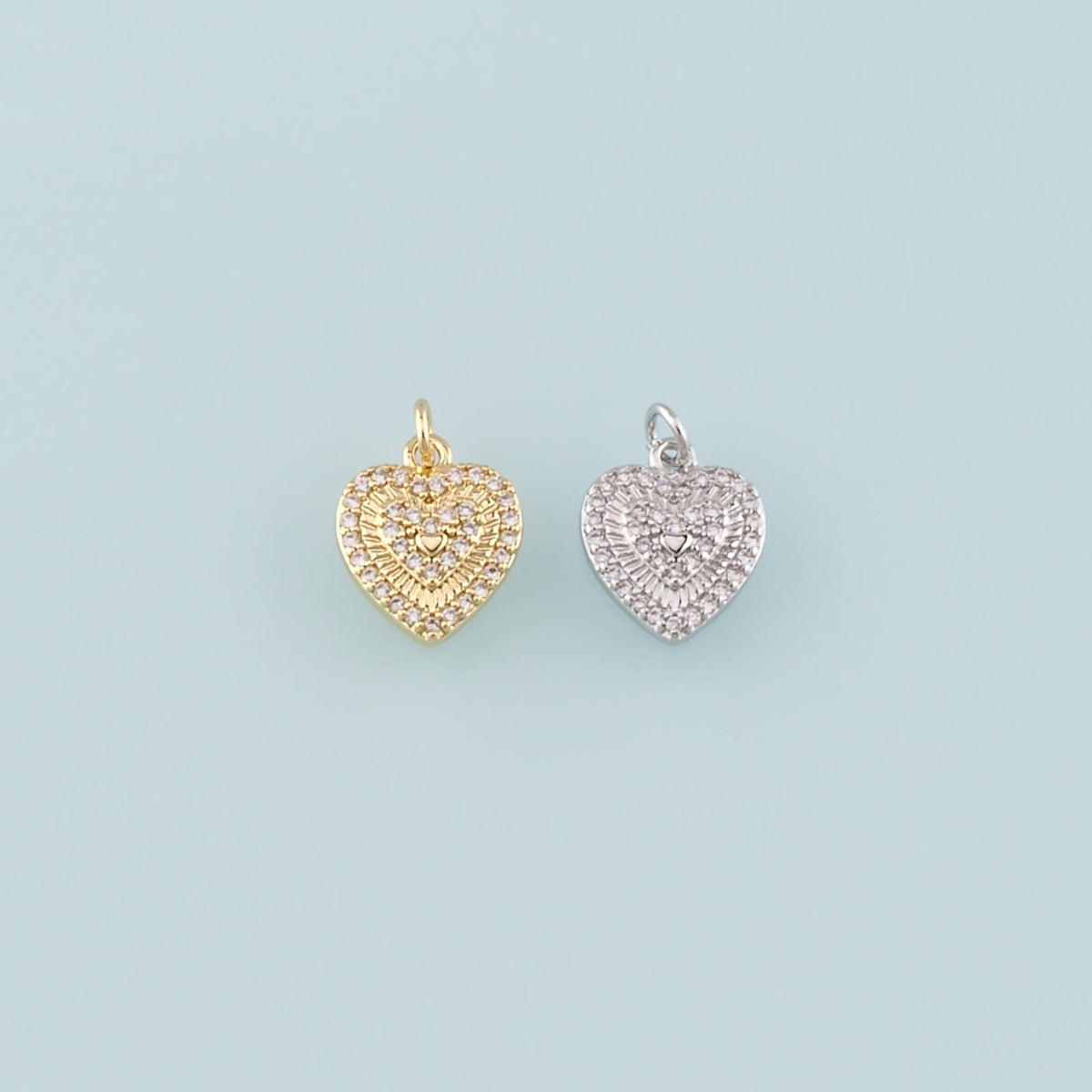 18K Gold Filled Cubic Zirconia Heart Charm Pendant for Jewelry Making
