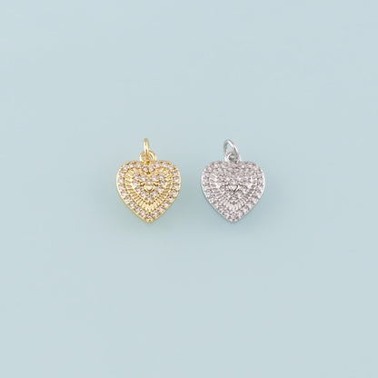 18K Gold Filled Cubic Zirconia Heart Charm Pendant for Jewelry Making