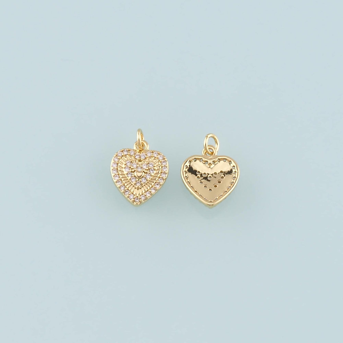 18K Gold Filled Cubic Zirconia Heart Charm Pendant for Jewelry Making