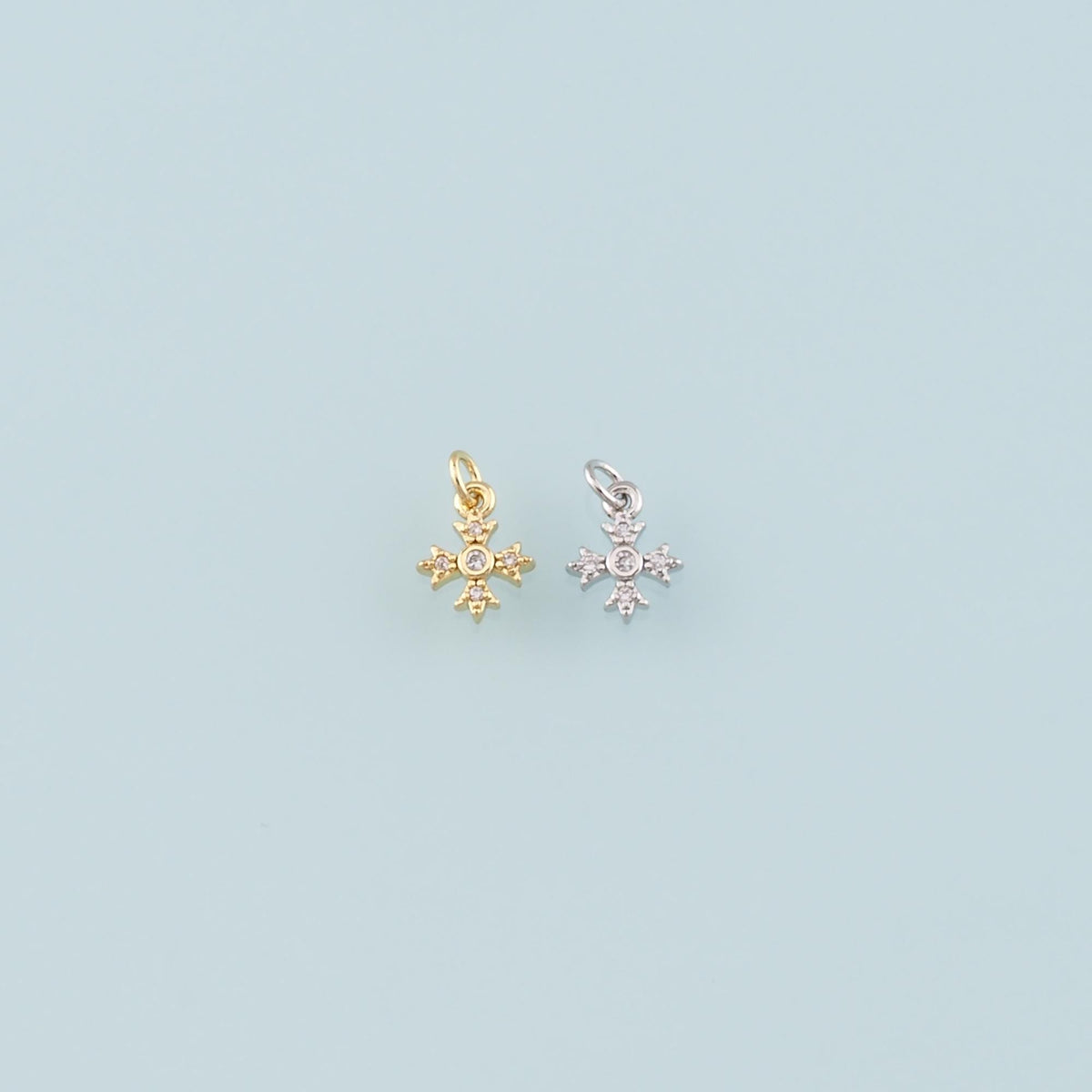 Gold Cross Charms,18K Gold Filled Cross Pendant,CZ Micro Pave Religion Charm Bracelet Necklace for DIY Jewelry Making Supply