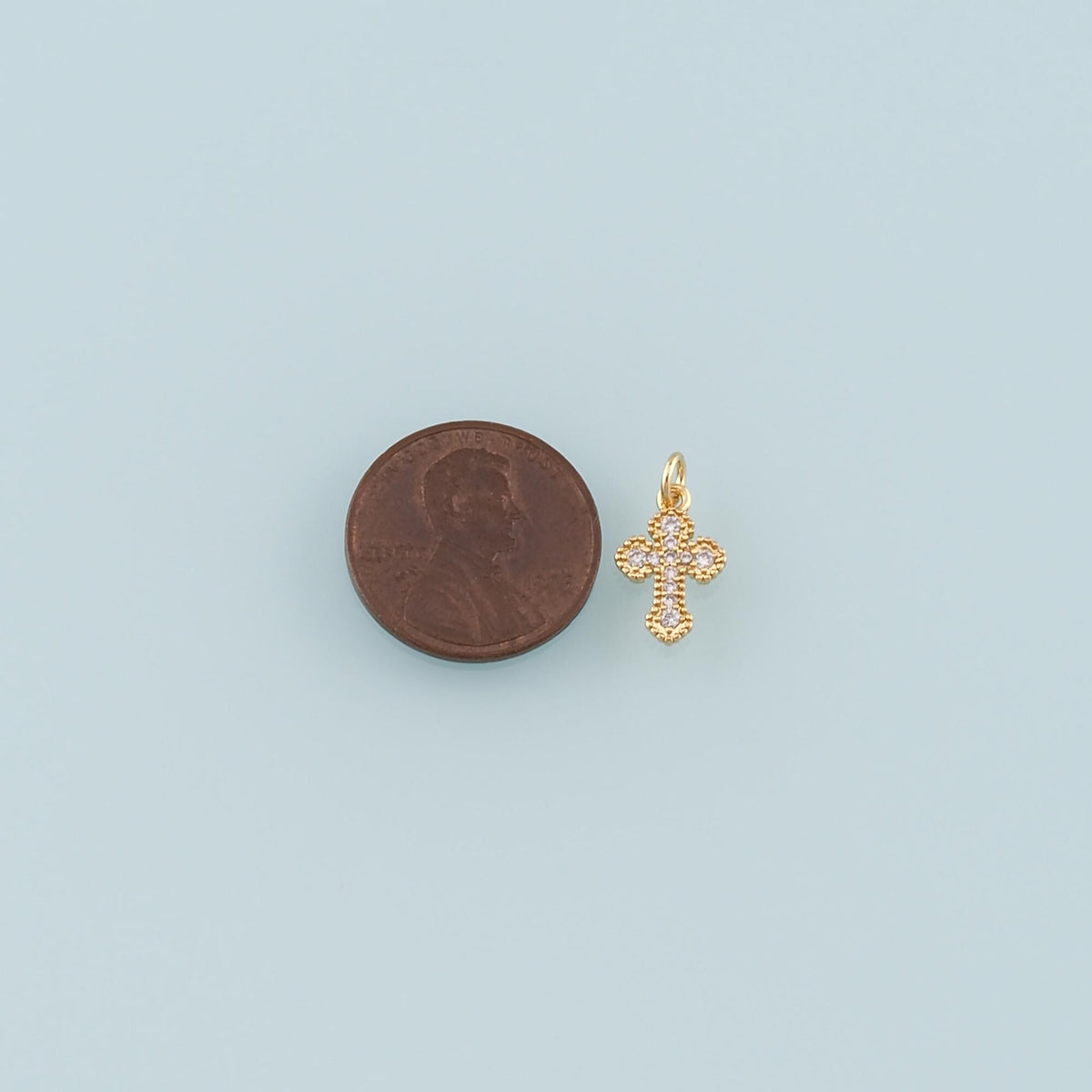 Gold Cross Charms,18K Gold Filled Cross Pendant,CZ Micro Pave Religion Charm Bracelet Necklace for DIY Jewelry Making Supply