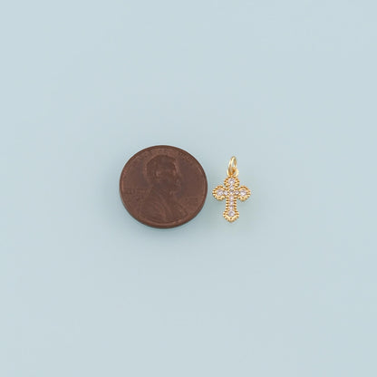 Gold Cross Charms,18K Gold Filled Cross Pendant,CZ Micro Pave Religion Charm Bracelet Necklace for DIY Jewelry Making Supply