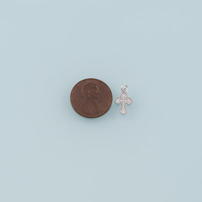 Gold Cross Charms,18K Gold Filled Cross Pendant,CZ Micro Pave Religion Charm Bracelet Necklace for DIY Jewelry Making Supply