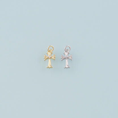 Gold Cross Charms,18K Gold Filled Cross Pendant,CZ Micro Pave Religion Charm Bracelet Necklace for DIY Jewelry Making Supply