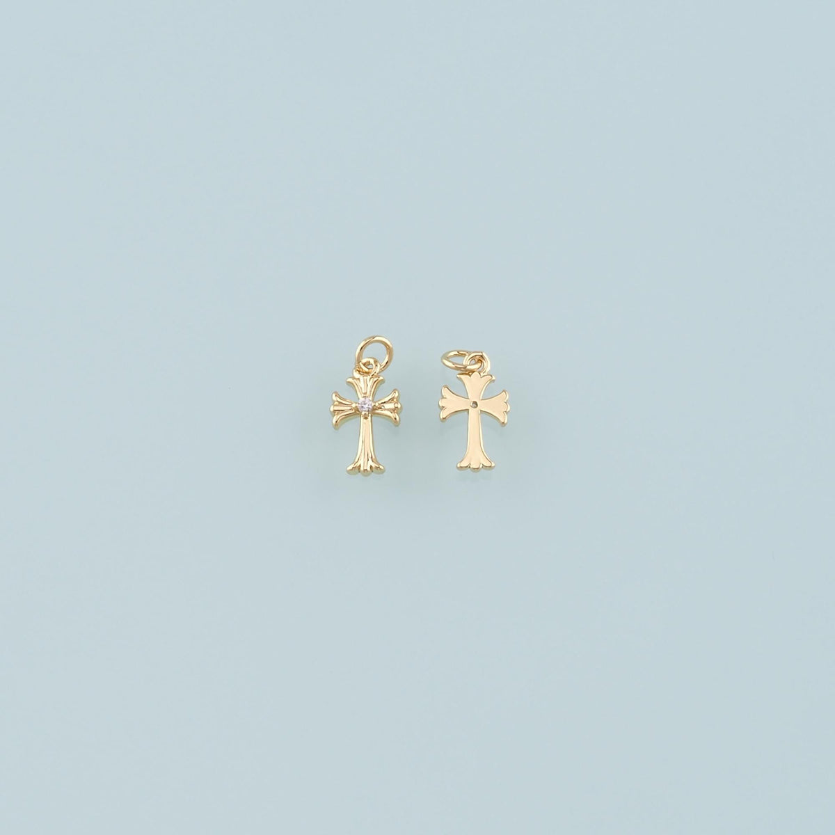 Gold Cross Charms,18K Gold Filled Cross Pendant,CZ Micro Pave Religion Charm Bracelet Necklace for DIY Jewelry Making Supply