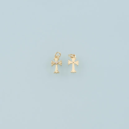 Gold Cross Charms,18K Gold Filled Cross Pendant,CZ Micro Pave Religion Charm Bracelet Necklace for DIY Jewelry Making Supply
