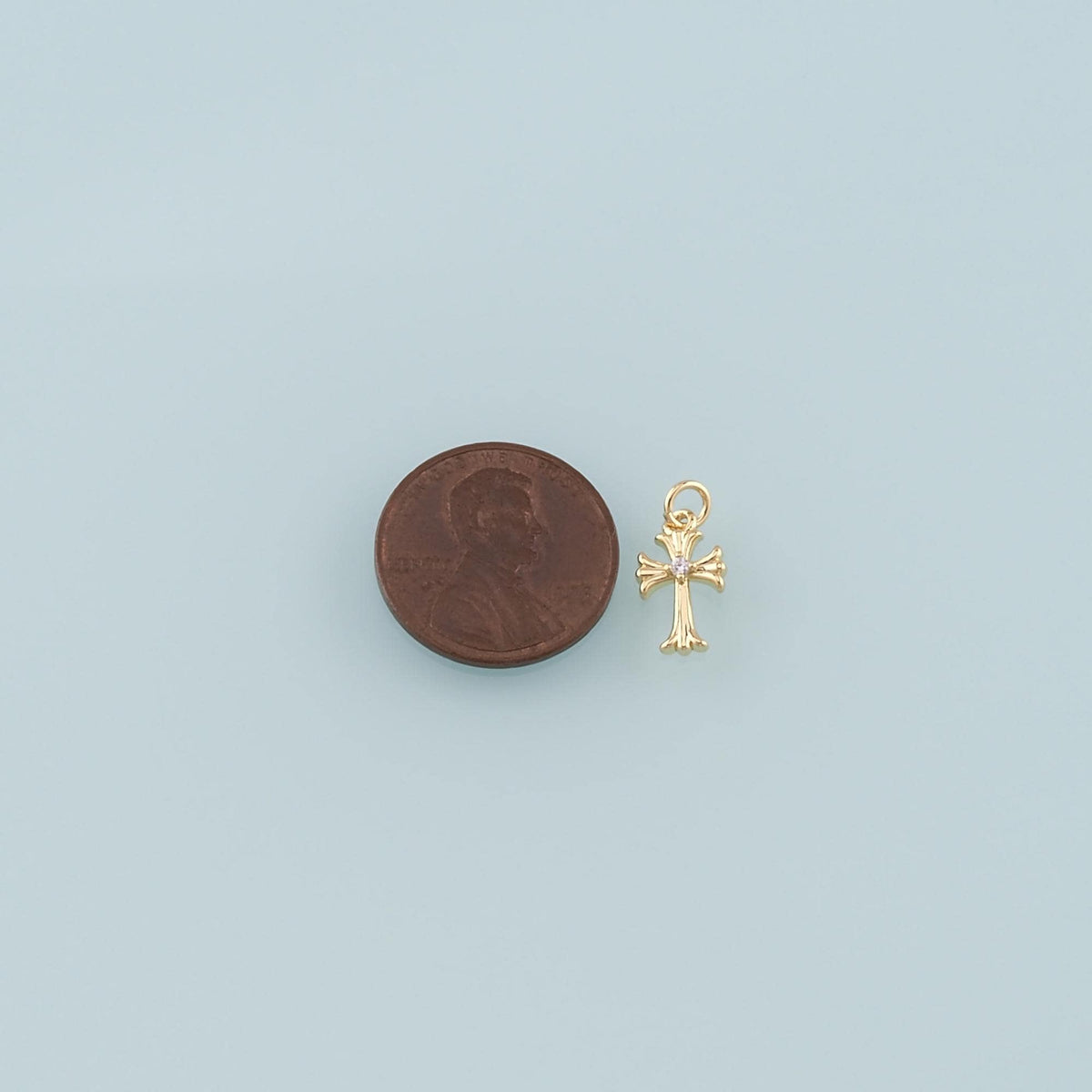Gold Cross Charms,18K Gold Filled Cross Pendant,CZ Micro Pave Religion Charm Bracelet Necklace for DIY Jewelry Making Supply