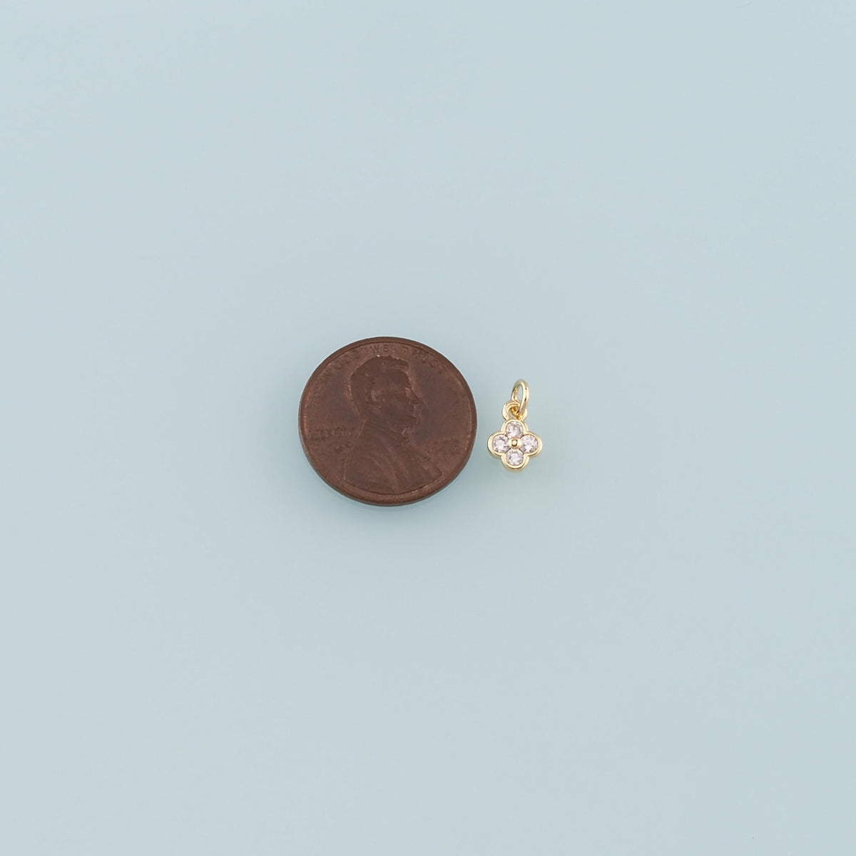 18K Gold Filled Cubic Zirconia Flower Charm Pendant for Jewelry Making