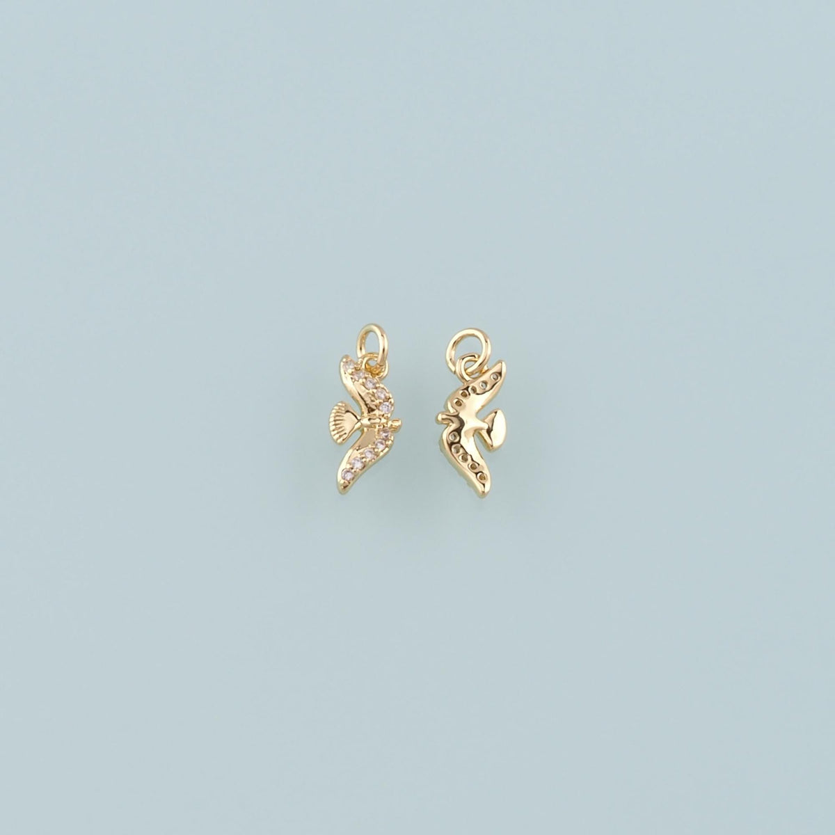 Gold Animal Charms,18K Gold Filled Bird Pendant,CZ Micro Pave Bird Charm Bracelet Necklace for DIY Jewelry Making Supply