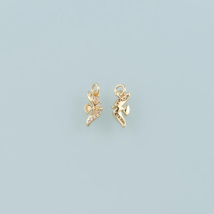 Gold Animal Charms,18K Gold Filled Bird Pendant,CZ Micro Pave Bird Charm Bracelet Necklace for DIY Jewelry Making Supply