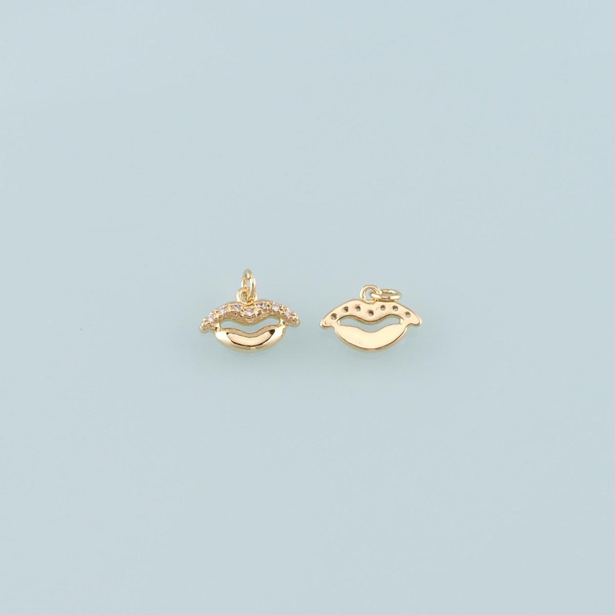 Gold Lips Charms,18K Gold Filled Lips Pendant,CZ Micro Pave Lips Charms Bracelet Necklace for DIY Jewelry Making Supply