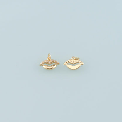 Gold Lips Charms,18K Gold Filled Lips Pendant,CZ Micro Pave Lips Charms Bracelet Necklace for DIY Jewelry Making Supply