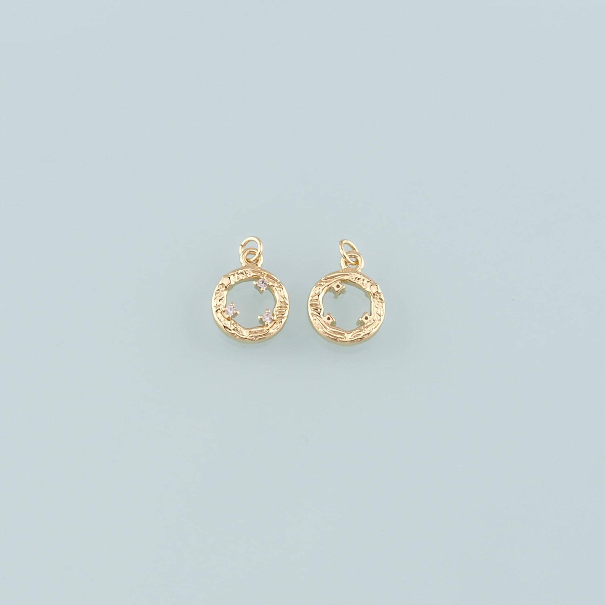 Gold Round Charms,18K Gold Filled Round Pendant,CZ Micro Pave Round Charm Bracelet Necklace for DIY Jewelry Making Supply