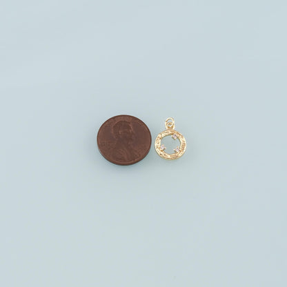 Gold Round Charms,18K Gold Filled Round Pendant,CZ Micro Pave Round Charm Bracelet Necklace for DIY Jewelry Making Supply