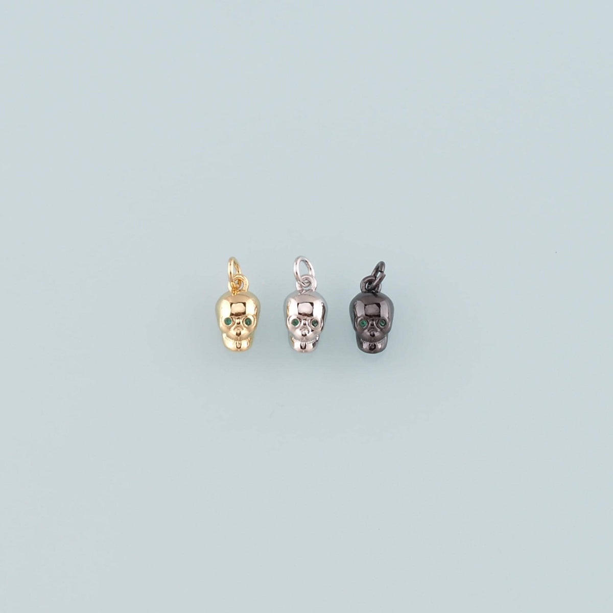 Gold Skull Charms,18K Gold Filled Skull Pendant,CZ Micro Pave Skull halloween Charm Bracelet Necklace for DIY Jewelry Making 