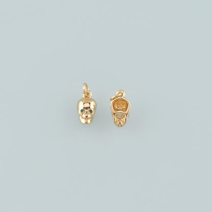 Gold Skull Charms,18K Gold Filled Skull Pendant,CZ Micro Pave Skull halloween Charm Bracelet Necklace for DIY Jewelry Making 