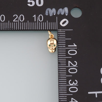 Gold Skull Charms,18K Gold Filled Skull Pendant,CZ Micro Pave Skull halloween Charm Bracelet Necklace for DIY Jewelry Making 