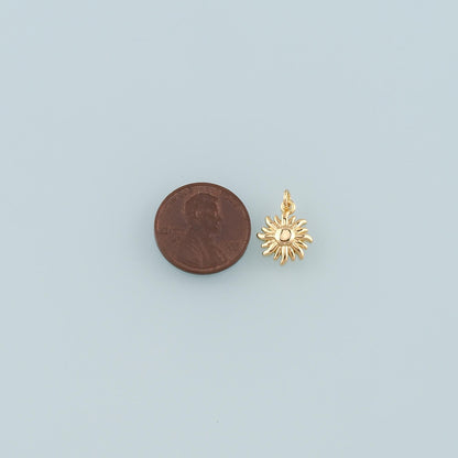 Gold Sun Charms,18K Gold Filled Sun Pendant,Celestial Charm Bracelet Necklace for DIY Jewelry Making Supply