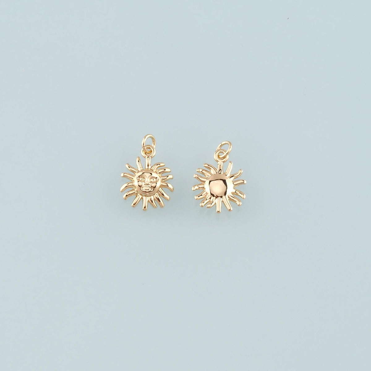 Gold Sun Charms,18K Gold Filled Sun Pendant,Celestial Charm Bracelet Necklace for DIY Jewelry Making Supply