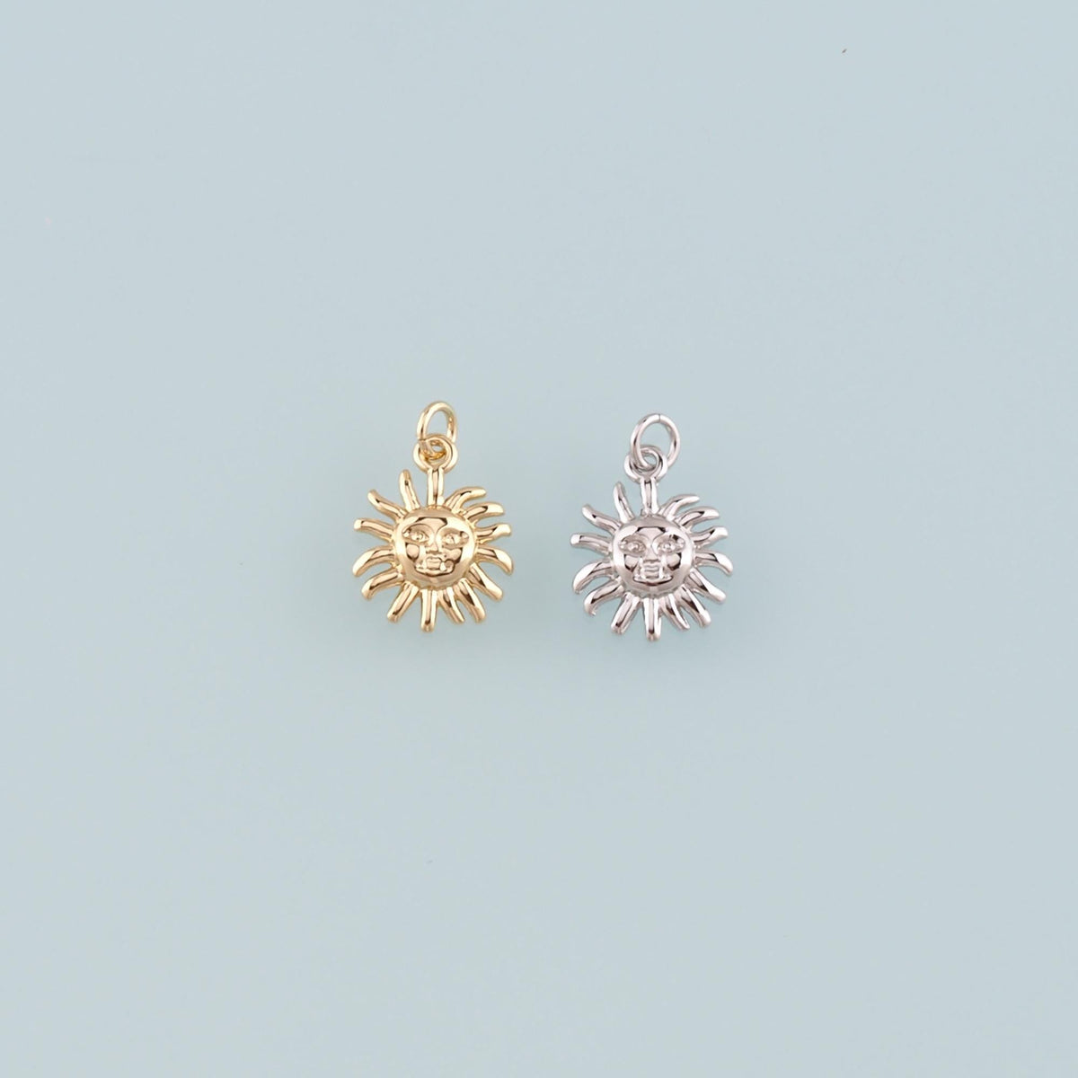 Gold Sun Charms,18K Gold Filled Sun Pendant,Celestial Charm Bracelet Necklace for DIY Jewelry Making Supply