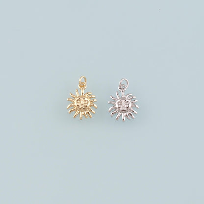 Gold Sun Charms,18K Gold Filled Sun Pendant,Celestial Charm Bracelet Necklace for DIY Jewelry Making Supply
