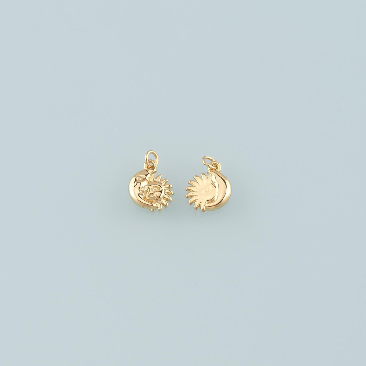 Gold Sun Charms,18K Gold Filled Moon Sun Pendant,Celestial Charm Bracelet Necklace for DIY Jewelry Making Supply