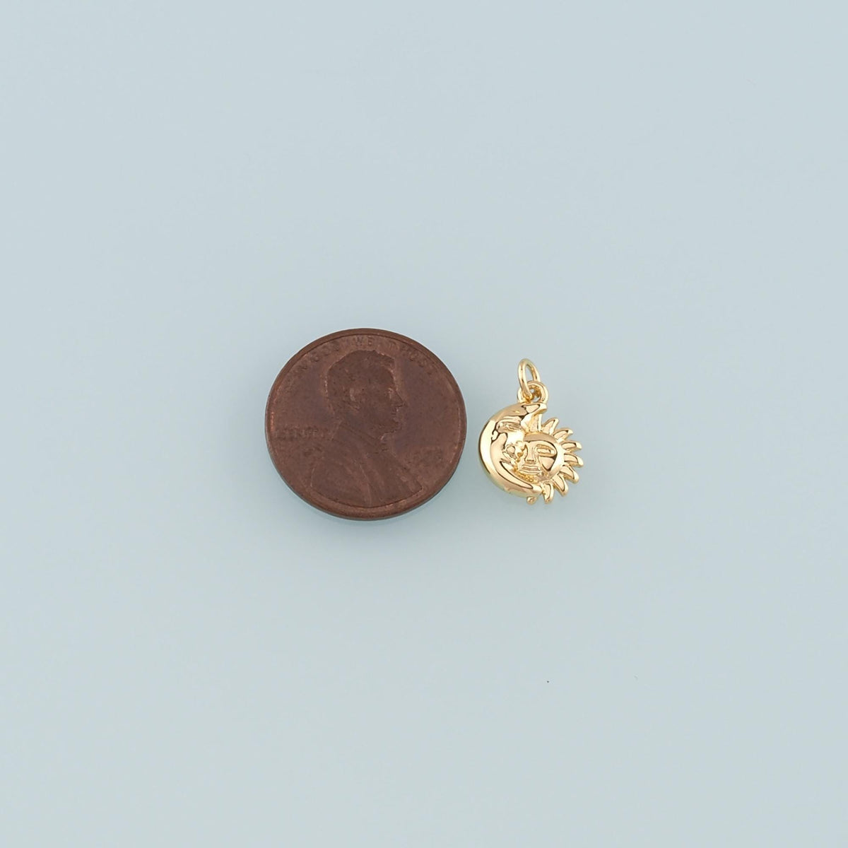 Gold Sun Charms,18K Gold Filled Moon Sun Pendant,Celestial Charm Bracelet Necklace for DIY Jewelry Making Supply