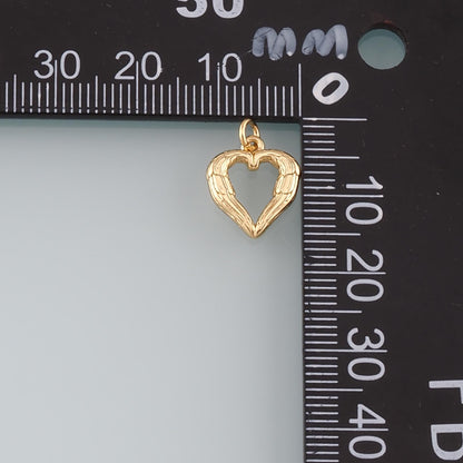Gold Wing Charms,18K Gold Filled Heart Pendant,Heart Charm Bracelet Necklace for DIY Jewelry Making Supply
