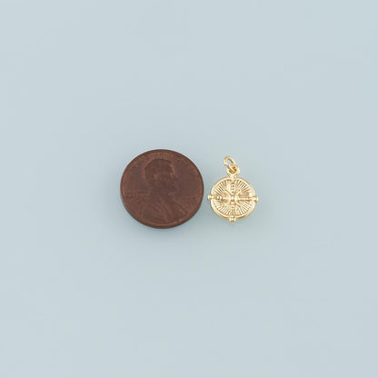 18K Gold Filled Compass Pendant,Compass Charm Bracelet Necklace for DIY Jewelry Making Supply
