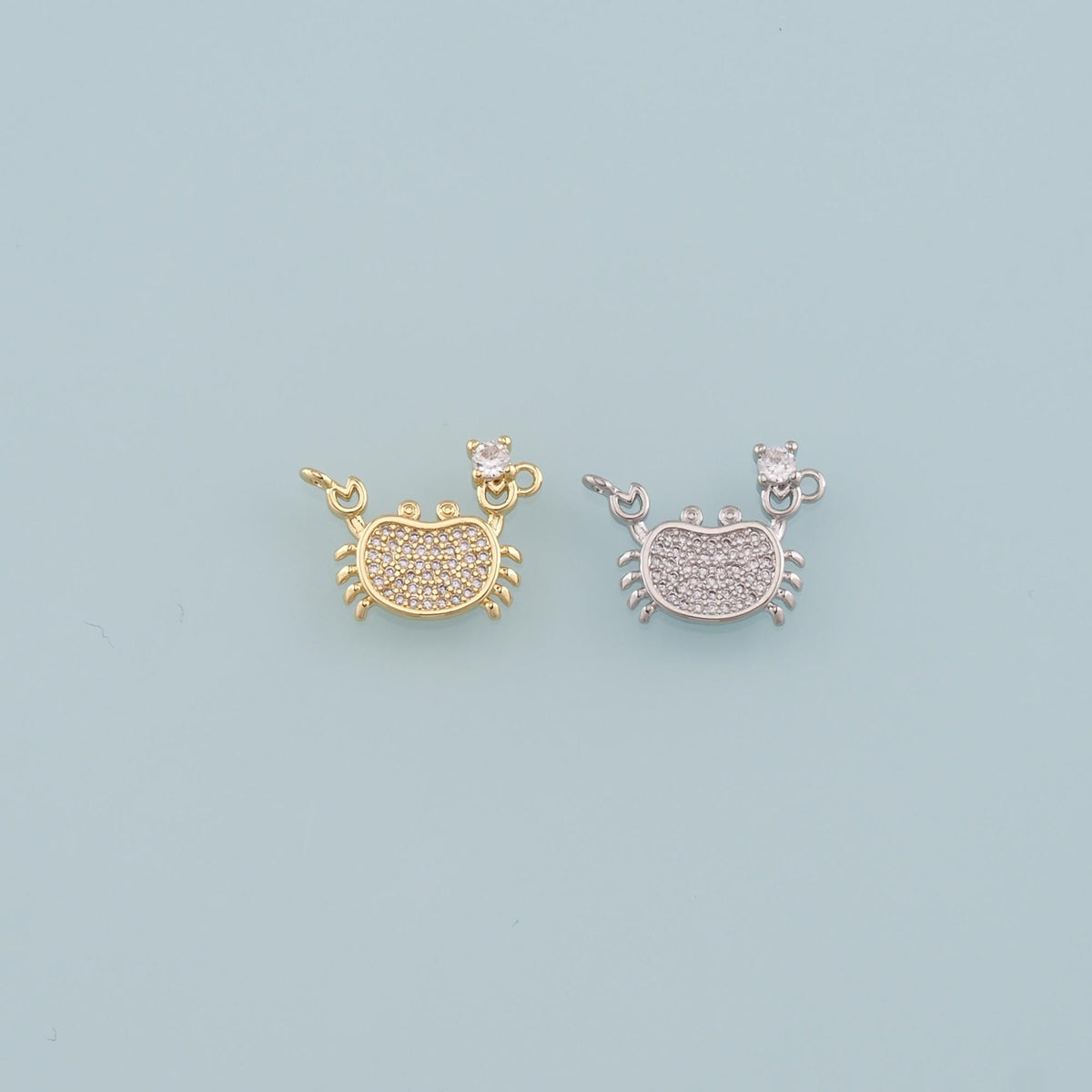 Gold Marine Life Charms,18K Gold Filled Crab Pendant,CZ Micro Pave Crab Charms Bracelet Necklace for DIY Jewelry Making Suppl