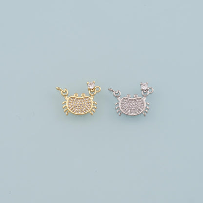 Gold Marine Life Charms,18K Gold Filled Crab Pendant,CZ Micro Pave Crab Charms Bracelet Necklace for DIY Jewelry Making Suppl