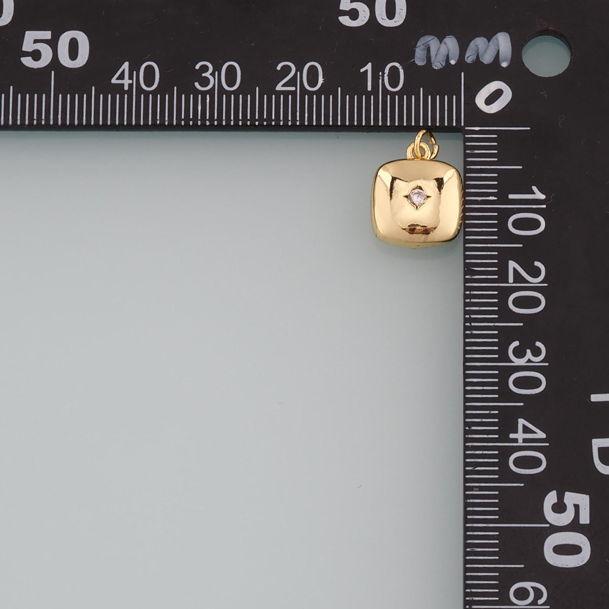 18K Gold Filled Cubic Zirconia Square Charm Pendant for Jewelry Making