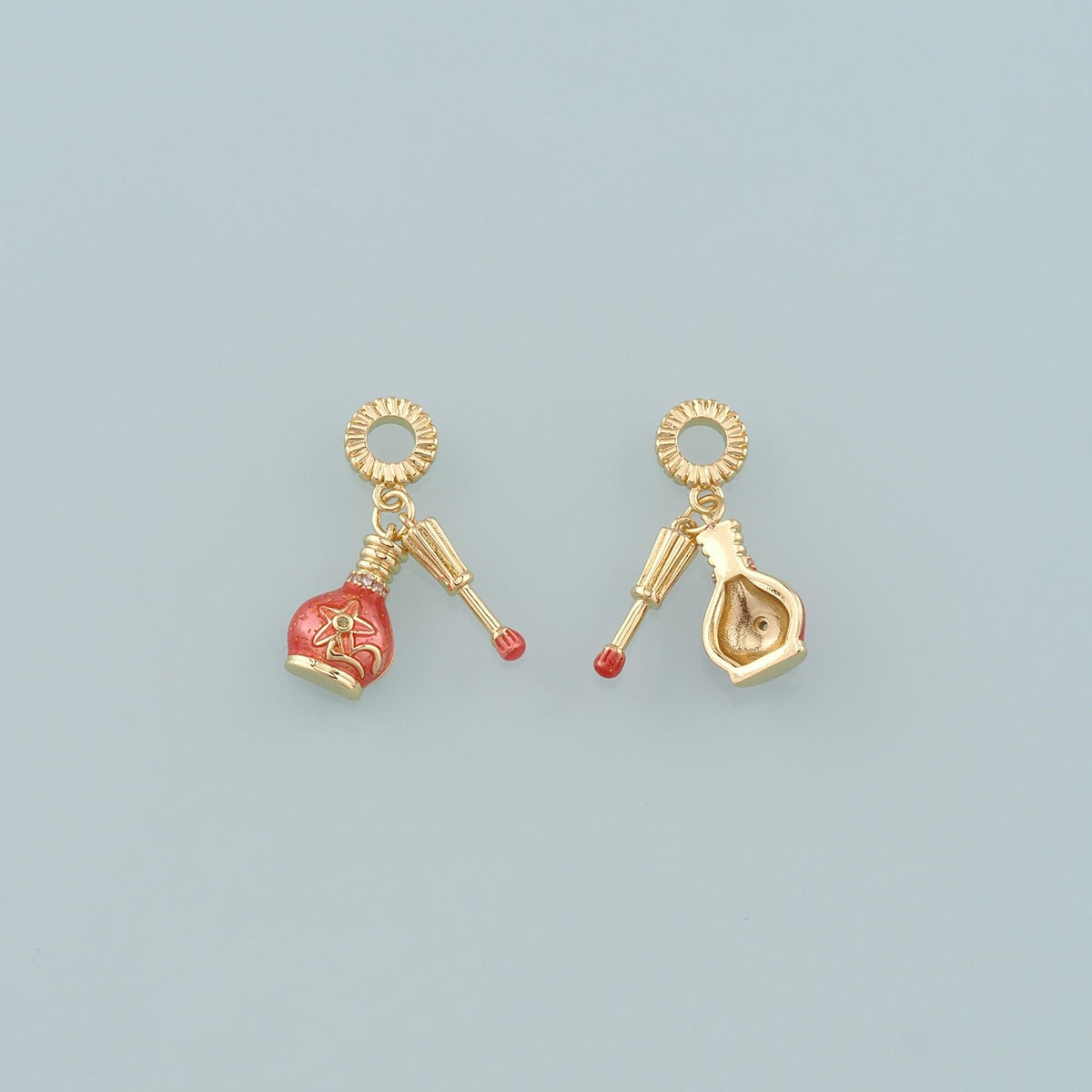 Gold Manicure Charms,18K Gold Filled Nail Polish Pendant,Enamel Nail Polish Charm Bracelet Necklace for DIY Jewelry Making Su