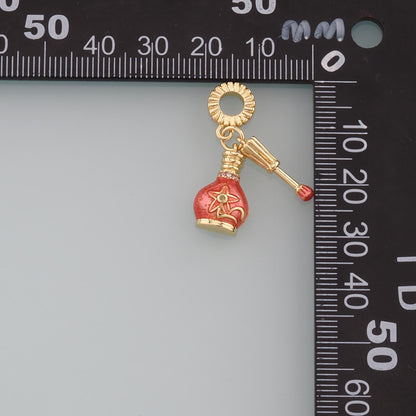 Gold Manicure Charms,18K Gold Filled Nail Polish Pendant,Enamel Nail Polish Charm Bracelet Necklace for DIY Jewelry Making Su