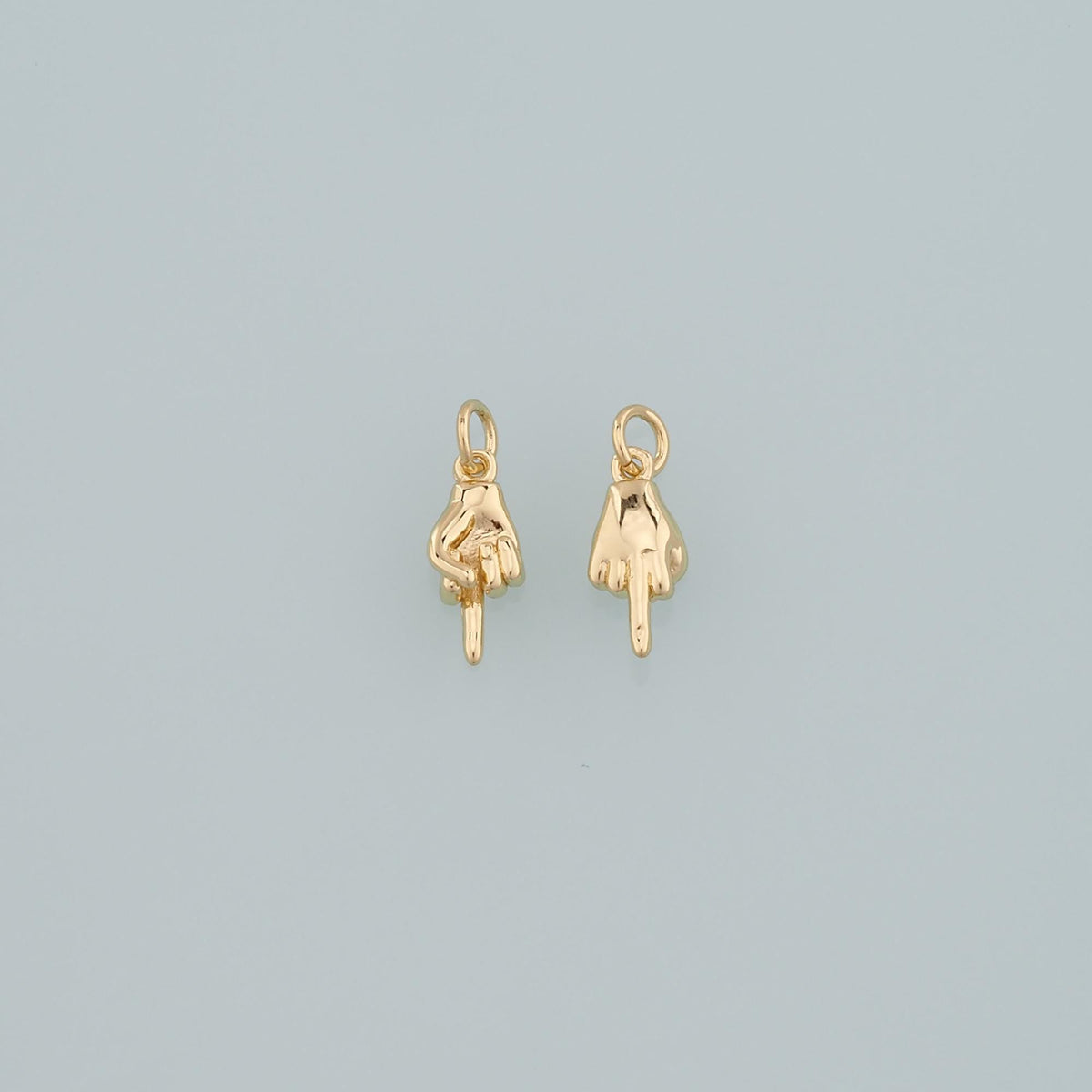 Gold Hand Charms,18K Gold Filled Gesture Pendant,Middle finger Hand Charm Bracelet Necklace for DIY Jewelry Making Supply