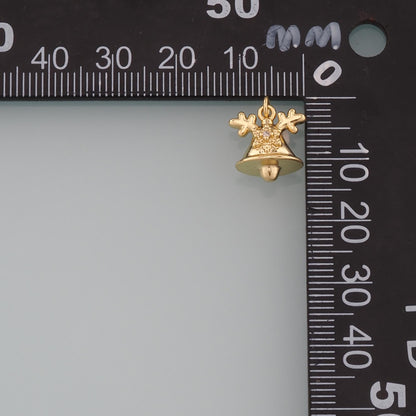 Gold Christmas Charms,18K Gold Filled Christmas Bells Pendant Charm Bracelet Necklace for DIY Jewelry Making Supply