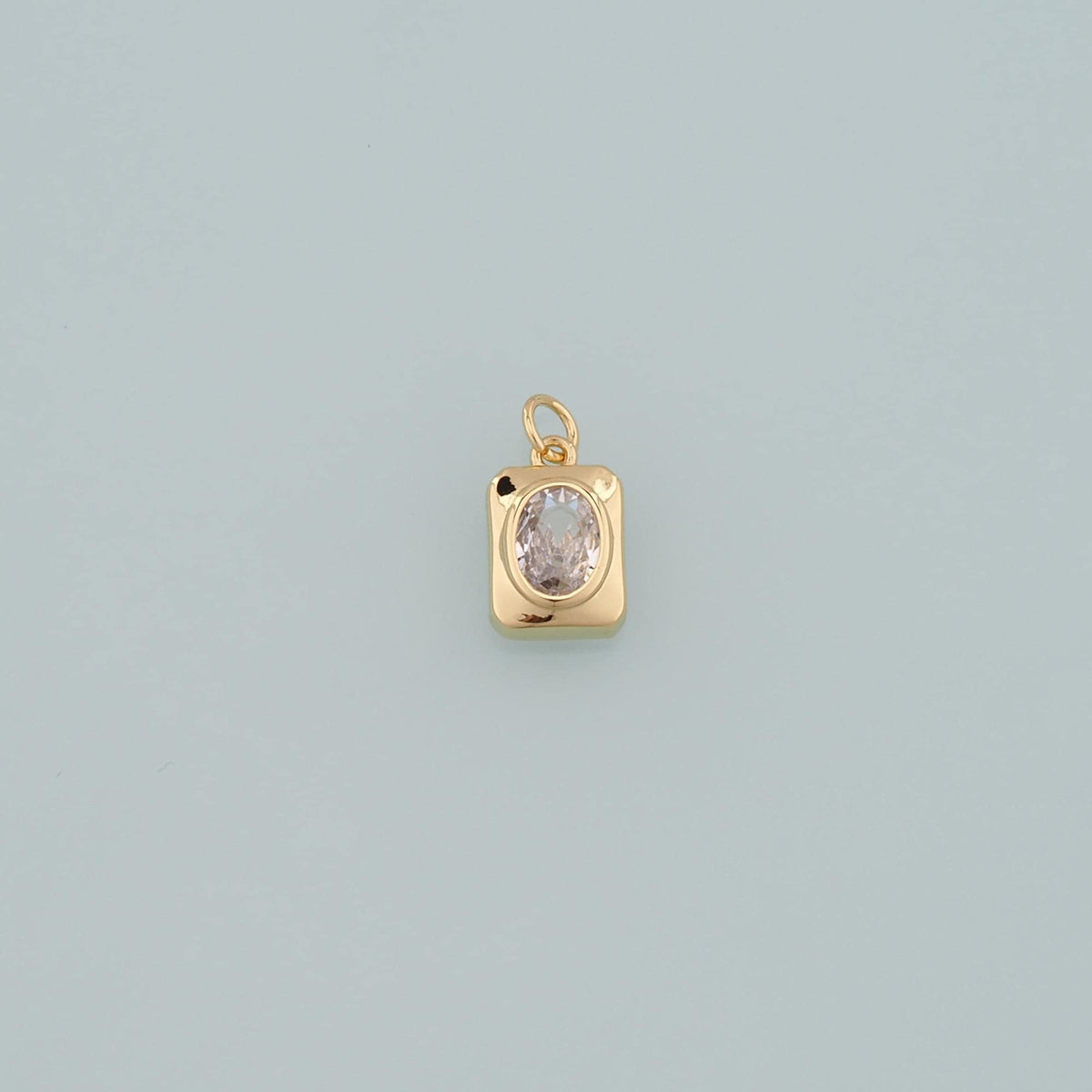 18K Gold Filled Rectangle Pendant,Dainty Rectangle Charm Bracelet Necklace for DIY Jewelry Making Supply